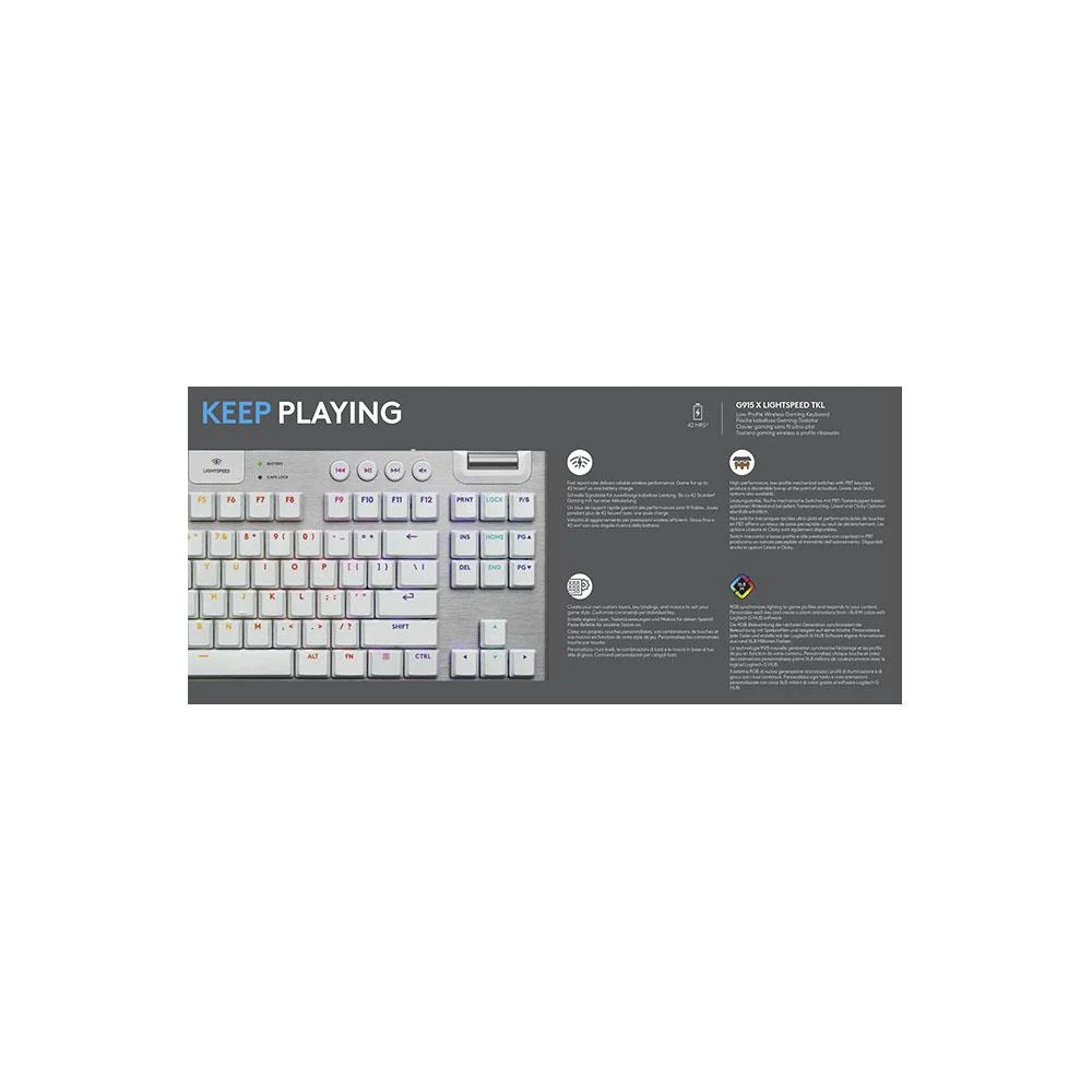 Logitech  G915 X LIGHTSPEED TKL Low-Profile Wireless Beyaz Gaming (Oyuncu) Klavye -  920-012737