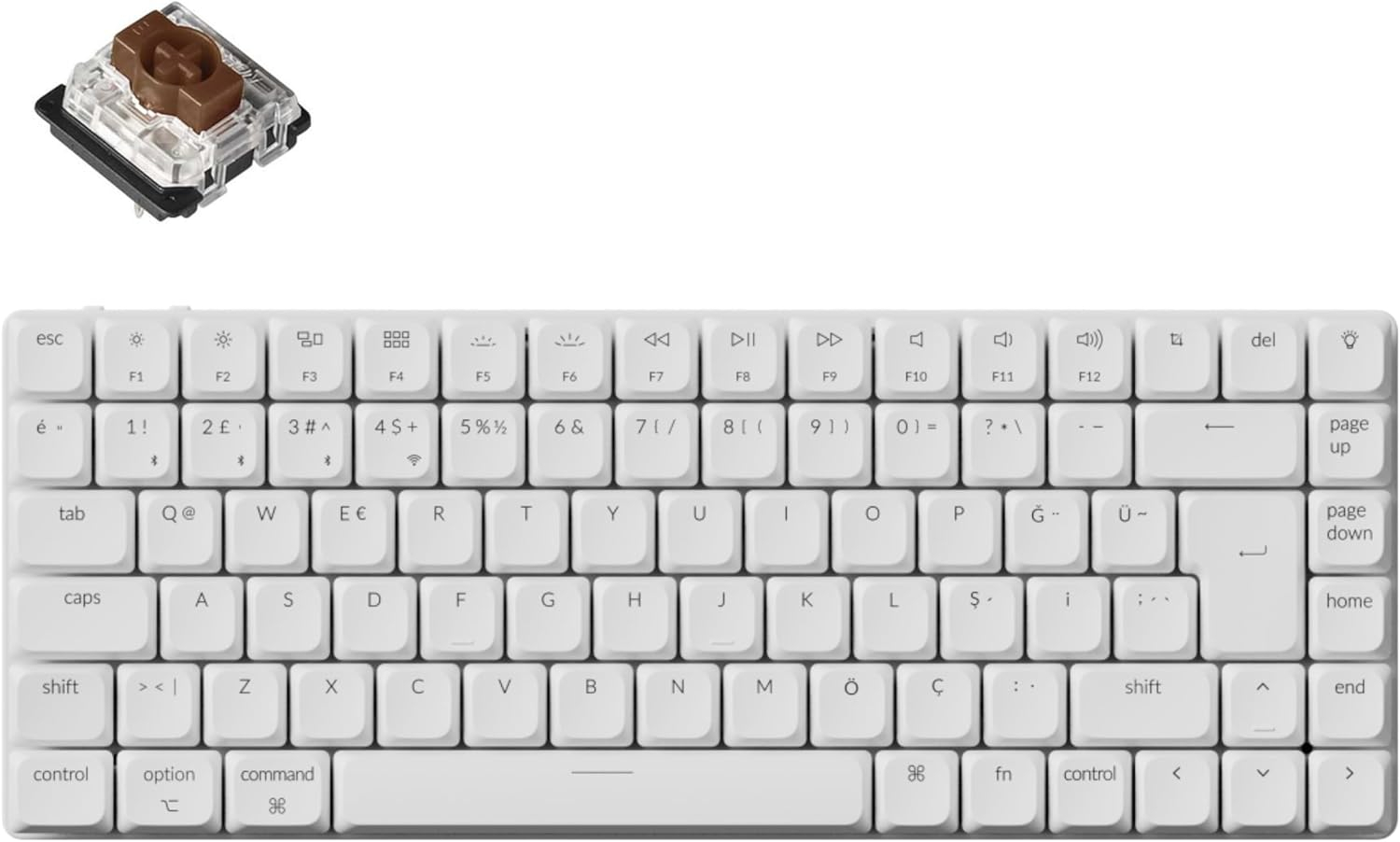 Keychron K3 Max %75 RGB Brown Switch Kablosuz Türkçe Mekanik Beyaz Gaming (Oyuncu) Klavye - K3M-Q3-TR