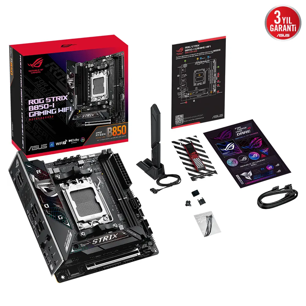 ASUS ROG STRIX B850-I GAMING WIFI AMD B850 Soket AM5 DDR5 8400+(OC)MHz Mini-ITX Gaming (Oyuncu) Anakart