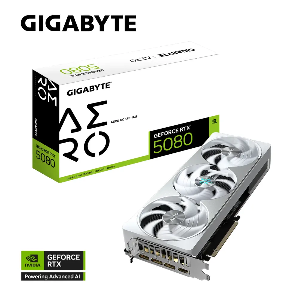 Gigabyte GeForce RTX 5080 AERO OC SFF 16G GV-N5080AERO OC-16GD 256bit GDDR7 Gaming (Oyuncu) Ekran Kartı