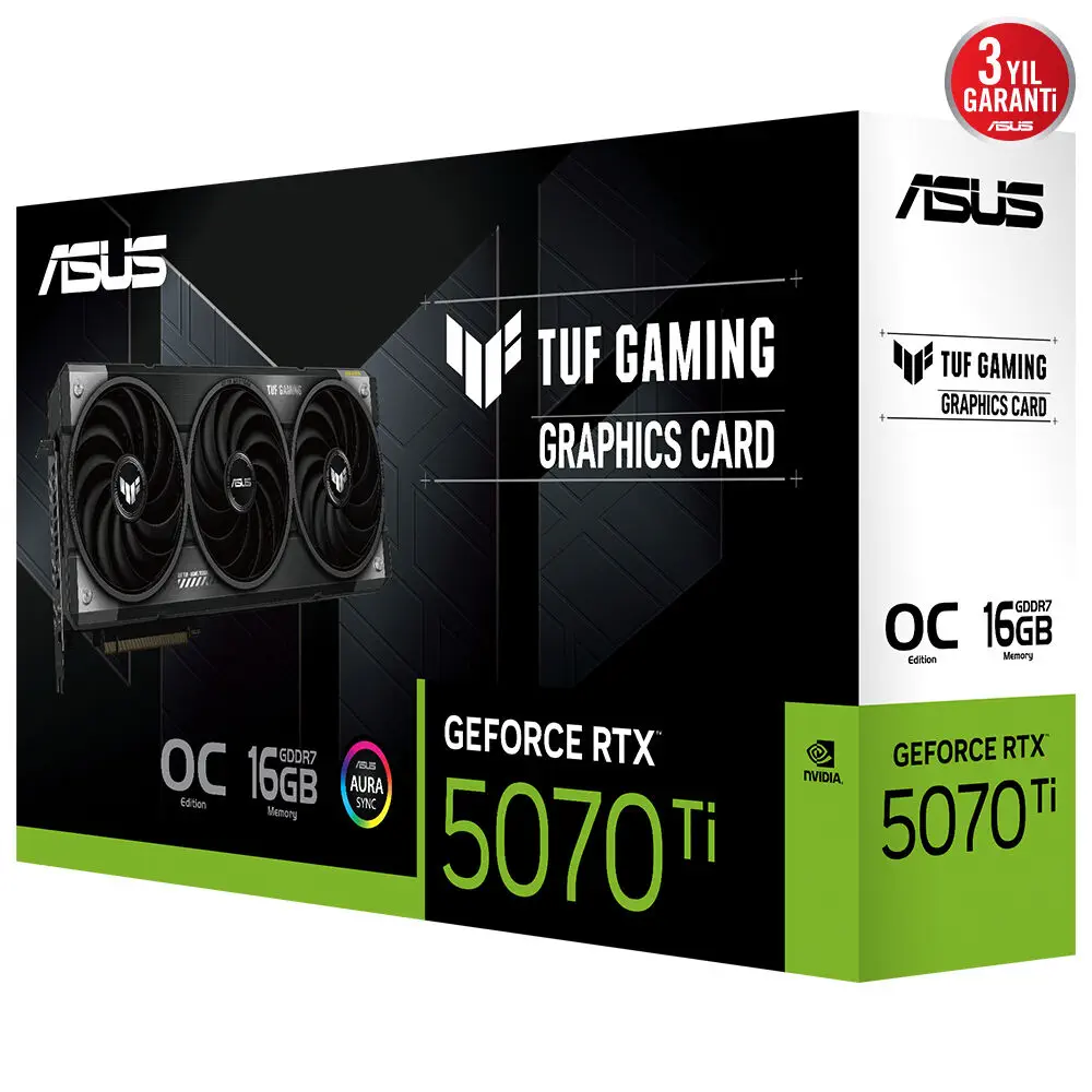 ASUS TUF Gaming GeForce RTX 5070 Ti 16GB TUF-RTX5070TI-O16G-GAMING GDDR7  OC Edition 256 Bit Gaming (Oyuncu) Ekran Kartı