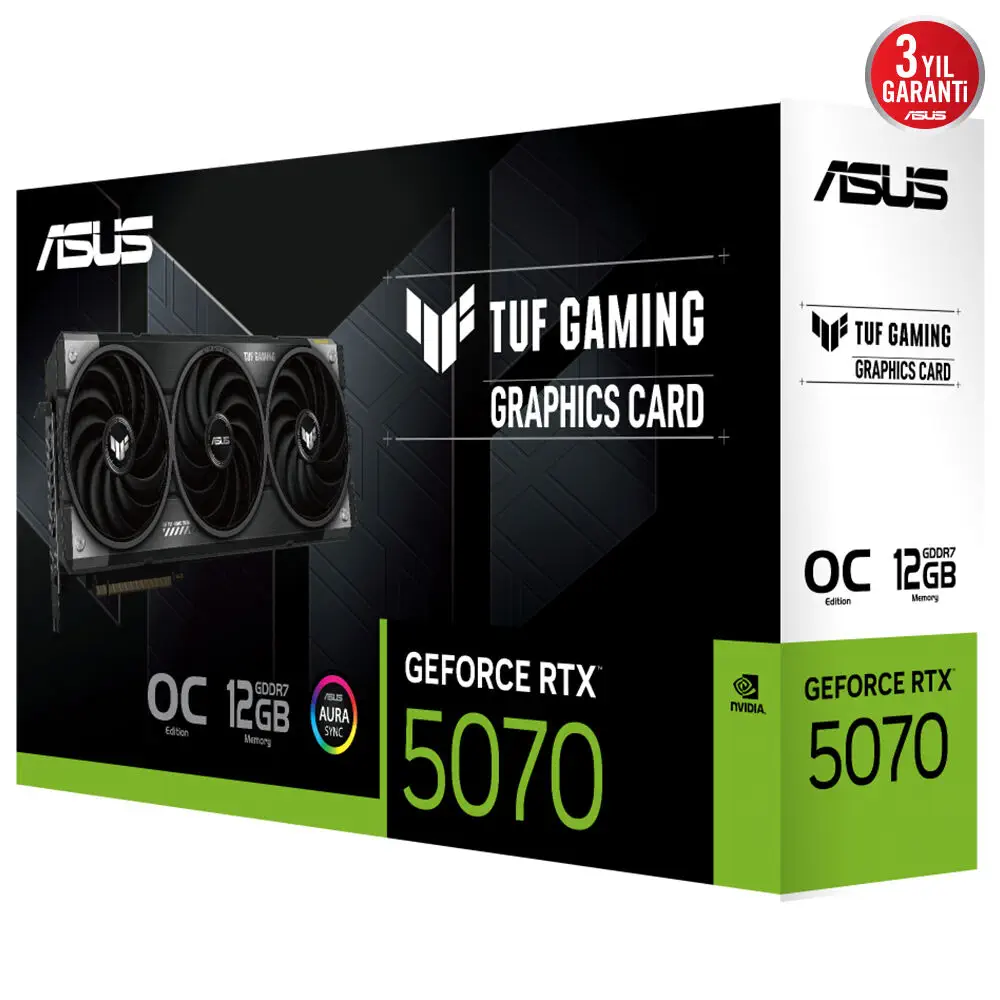 ASUS TUF Gaming GeForce RTX 5070 12GB TUF-RTX5070-O12G-GAMING GDDR7 OC Edition Gaming (Oyuncu) Ekran Kartı