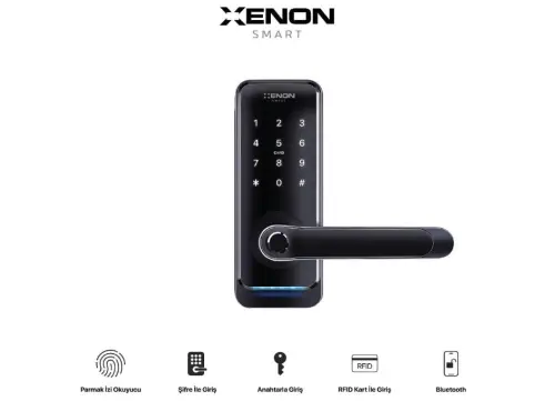 Xenon Smart X8056 Parmak İzi Dokunmatik Şifre Girişli Siyah Akıllı Kapı Kilidi