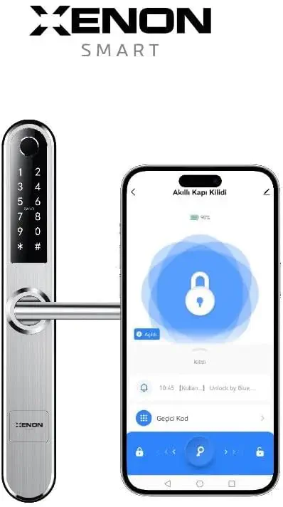 Xenon Smart X8057 Parmak İzi Dokunmatik Şifre Girişli Gümüş Akıllı Kapı Kilidi