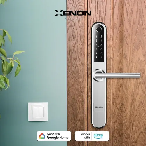 Xenon Smart X8057 Parmak İzi Dokunmatik Şifre Girişli Gümüş Akıllı Kapı Kilidi