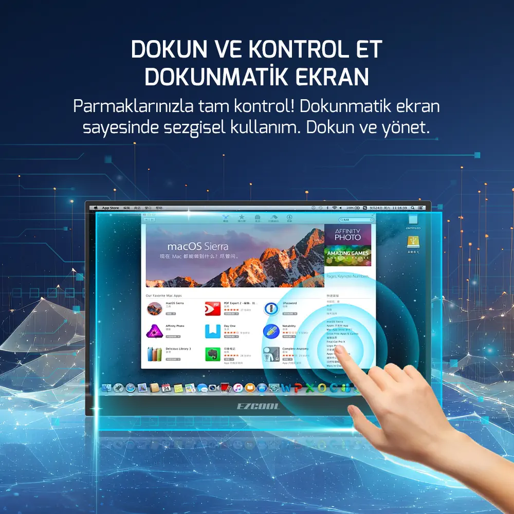 Ezcool Lite E15T 15,6’’ Dokunmatik 60Hz FHD Taşınabilir Monitör (Sıfır Ölü Piksel Garantili)