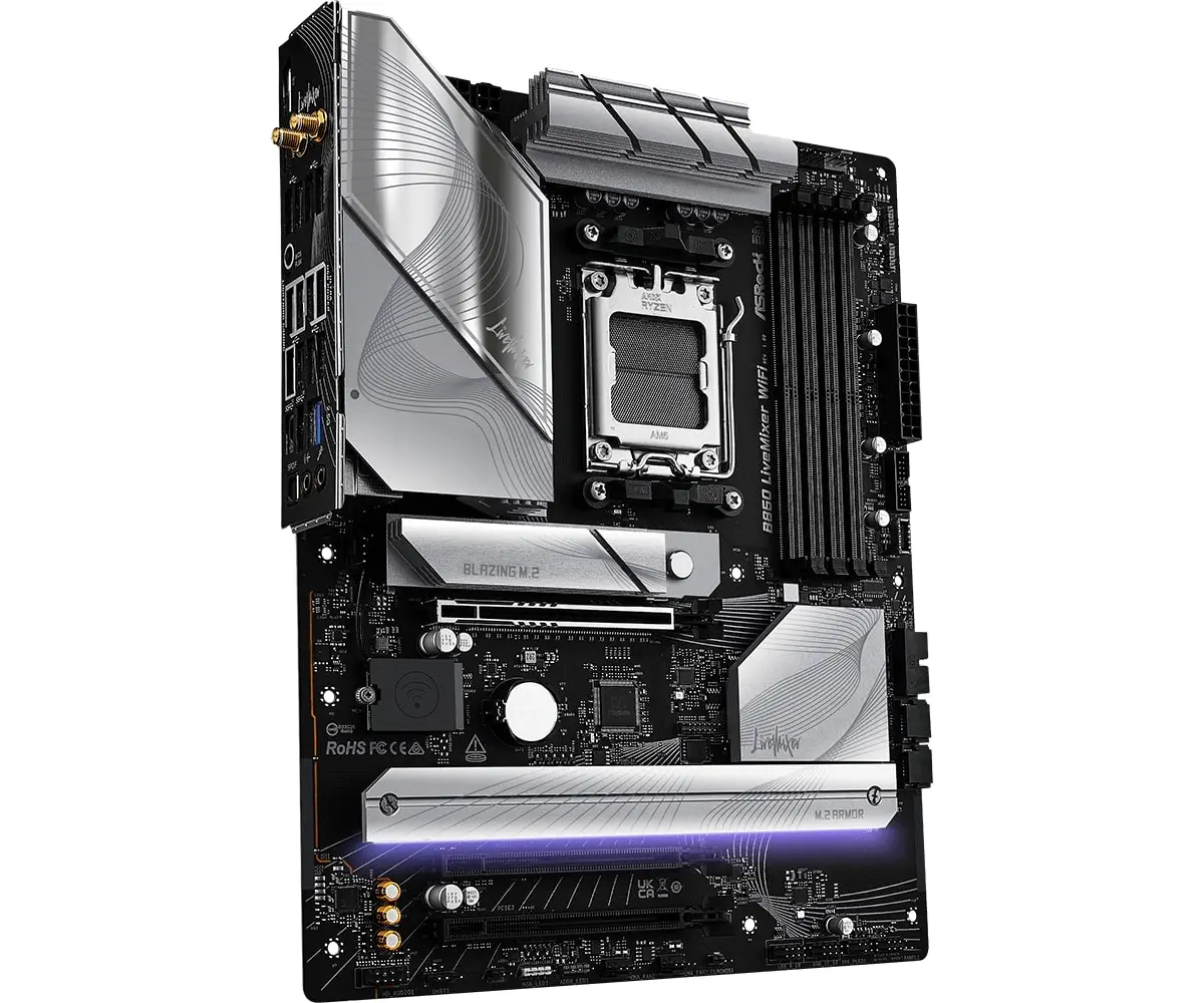 Asrock B850 LiveMixer WiFi AM5 DDR5 8000MHz+(OC) ATX Gaming (Oyuncu) Anakart