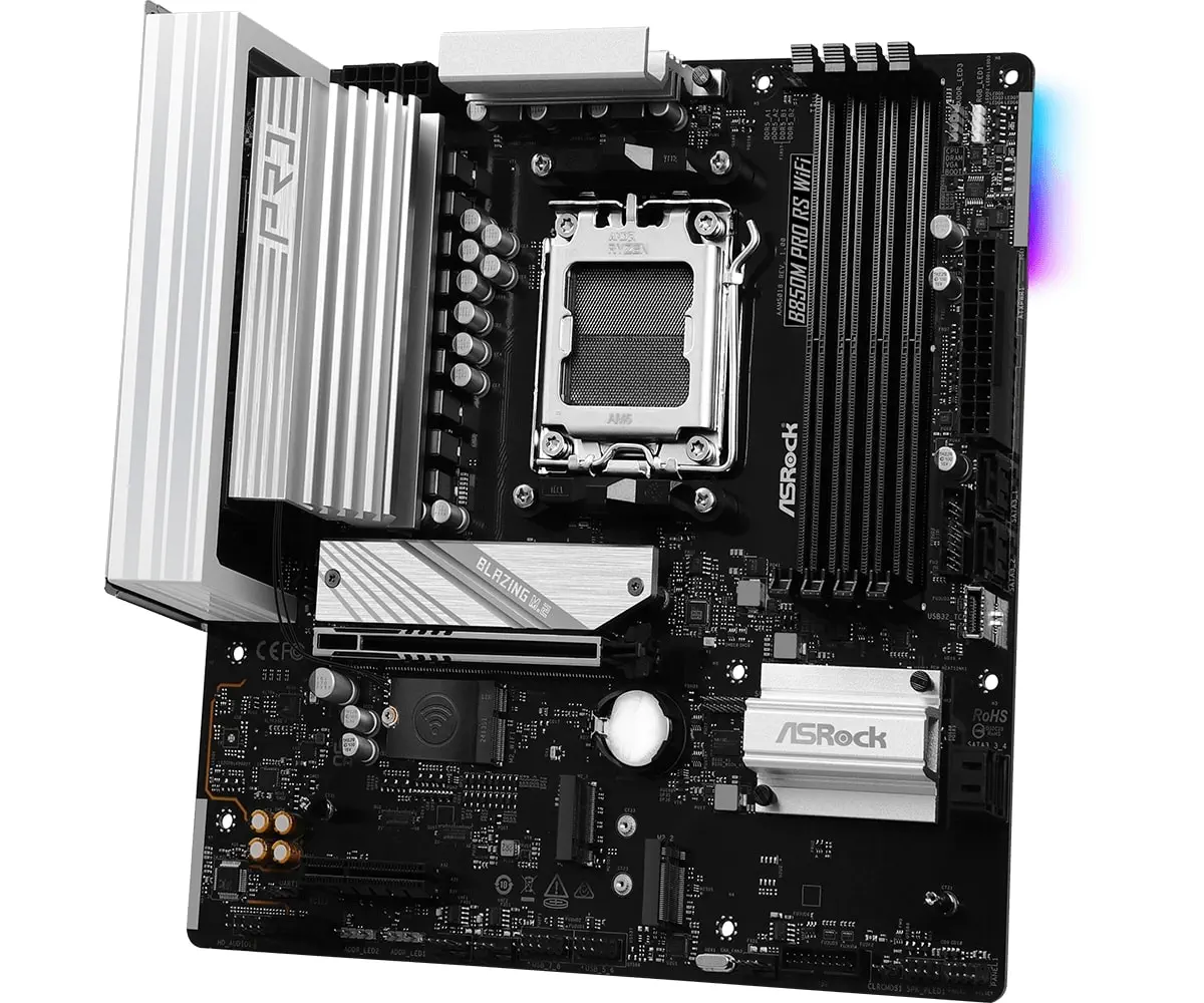 Asrock B850M Pro RS WiFi AM5 DDR5 8000MHz+(OC) mATX Gaming (Oyuncu) Anakart