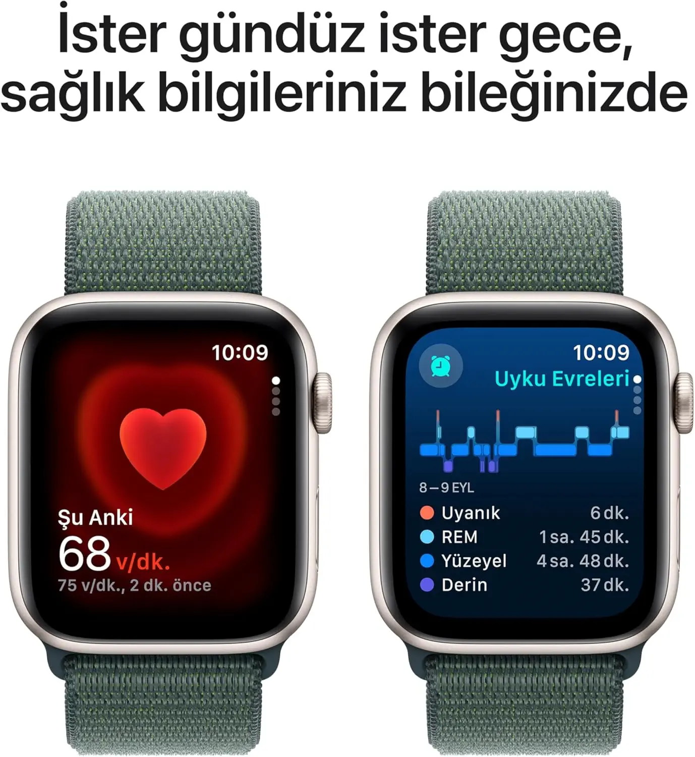 Apple Watch SE GPS 40mm Yıldız Işığı Alüminyum Kasa ve Göl Yeşili Spor Akıllı Saat -MXEH3TU/A