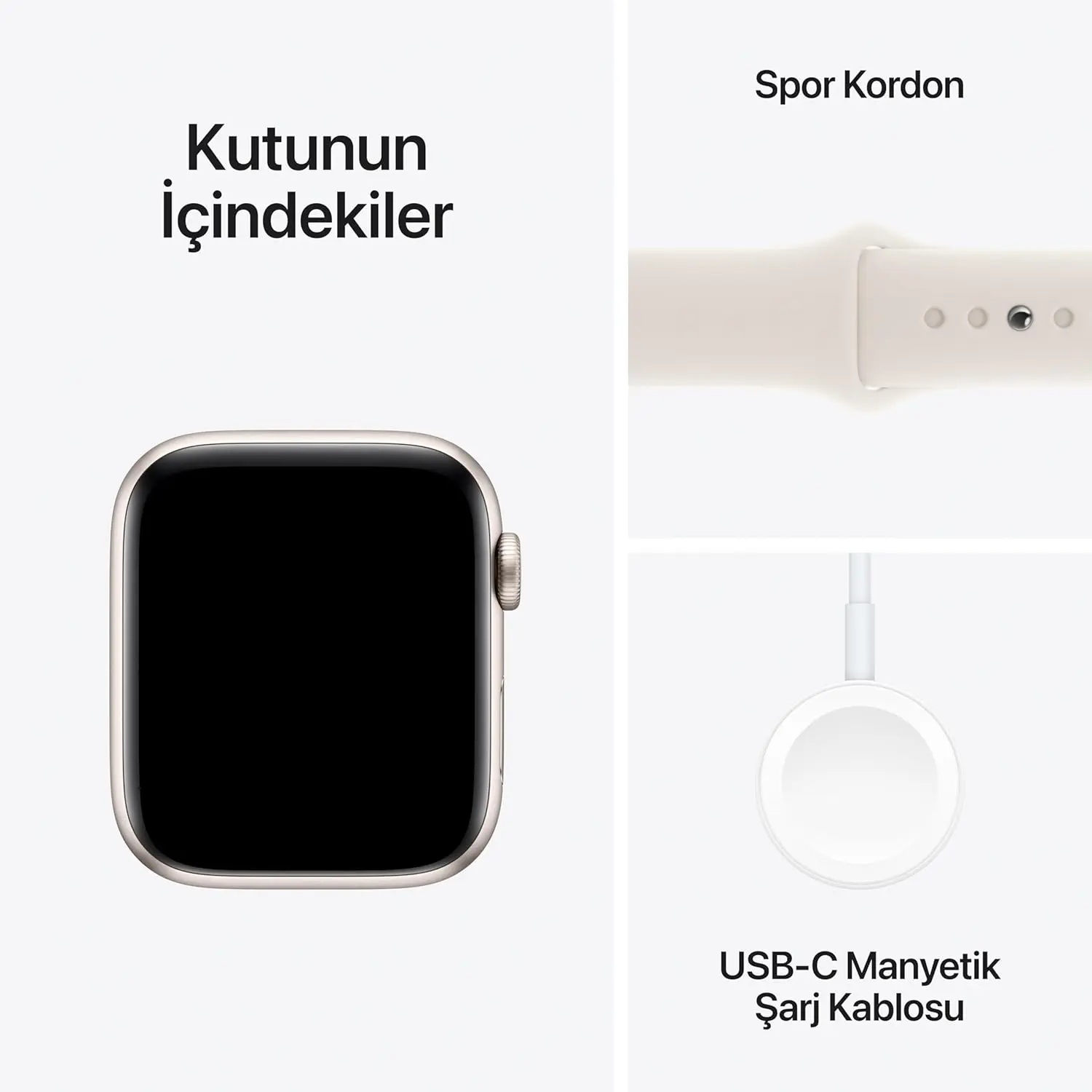 Apple Watch SE GPS 40 mm Yıldız Işığı Alüminyum Kasa ve Yıldız Işığı Spor Kordon - M/L (MXEG3TU/A)