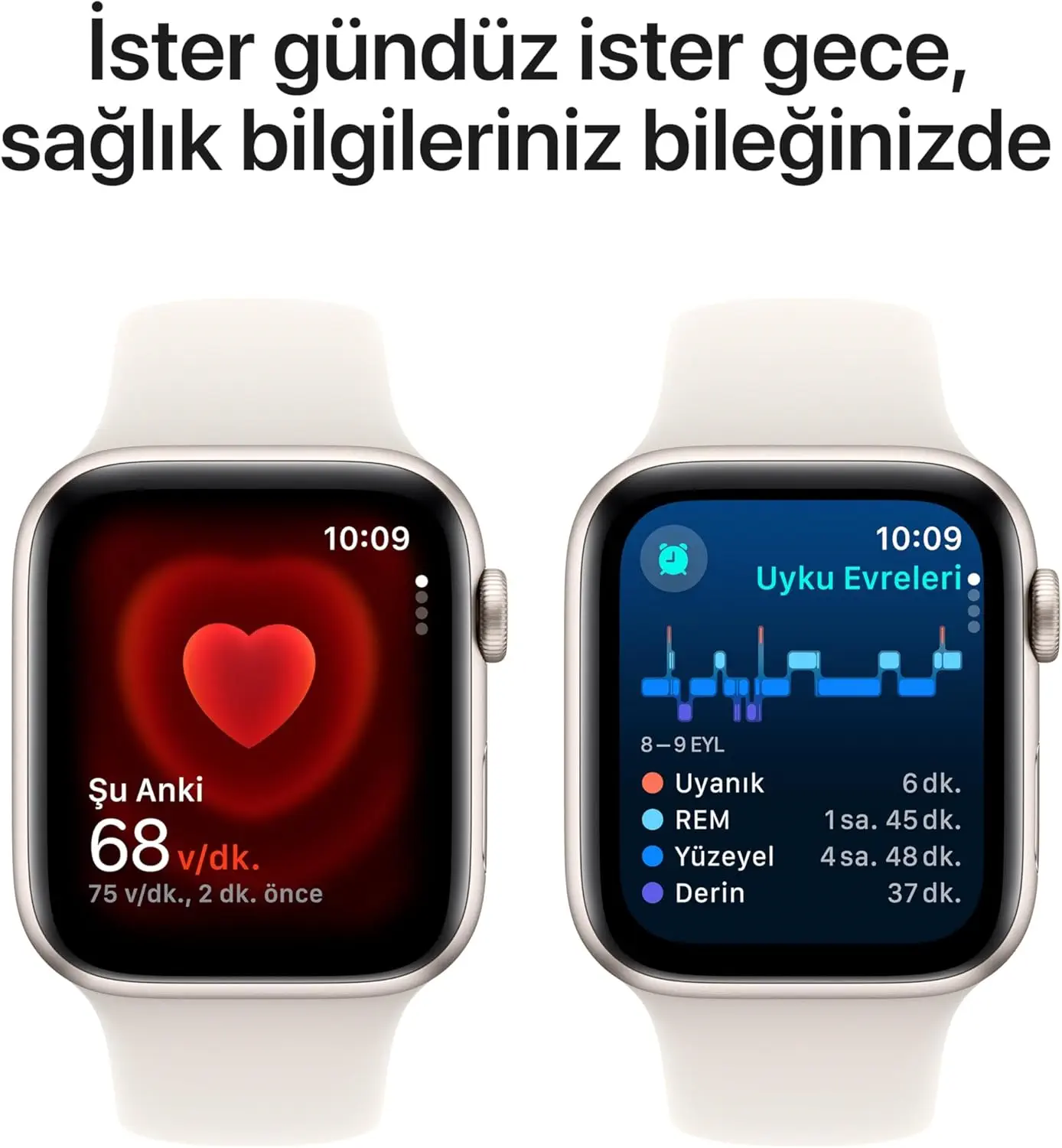 Apple Watch SE GPS 40 mm Yıldız Işığı Alüminyum Kasa ve Yıldız Işığı Spor Kordon - M/L (MXEG3TU/A)