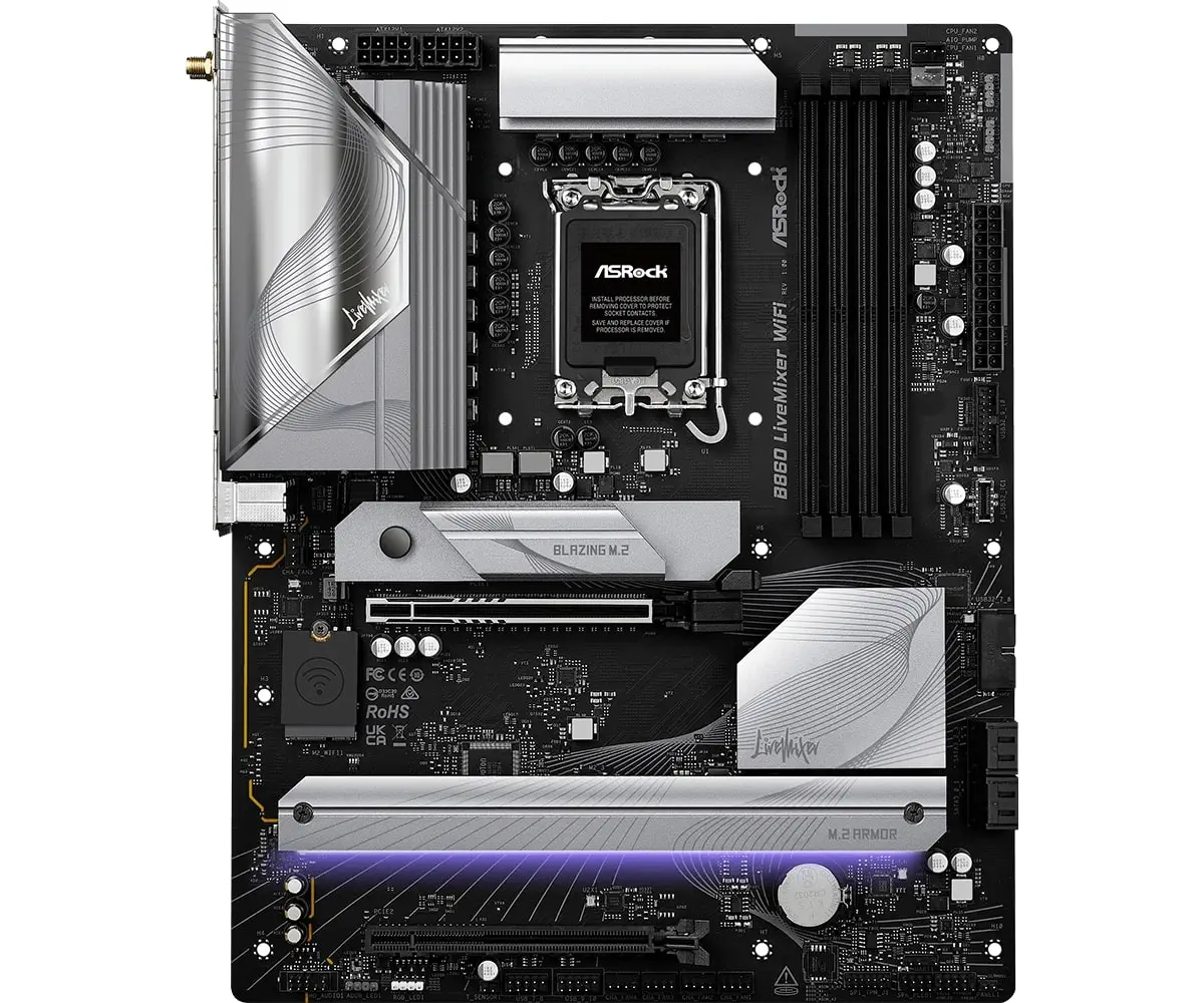 Asrock B860 Live Mixer WiFi LGA1851 DDR5 8666MHz+(OC) ATX Gaming (Oyuncu) Anakart