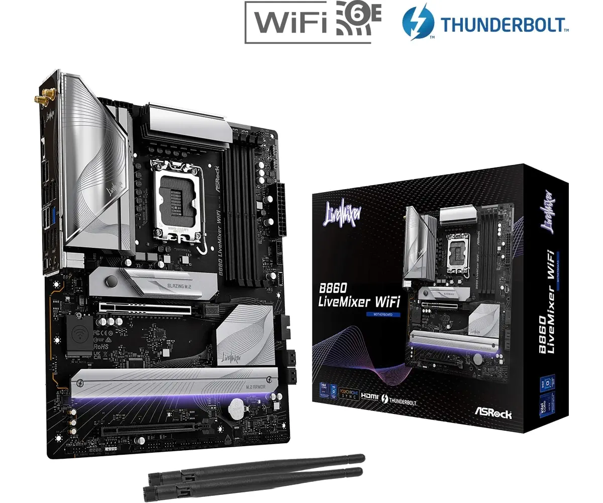 Asrock B860 Live Mixer WiFi LGA1851 DDR5 8666MHz+(OC) ATX Gaming (Oyuncu) Anakart