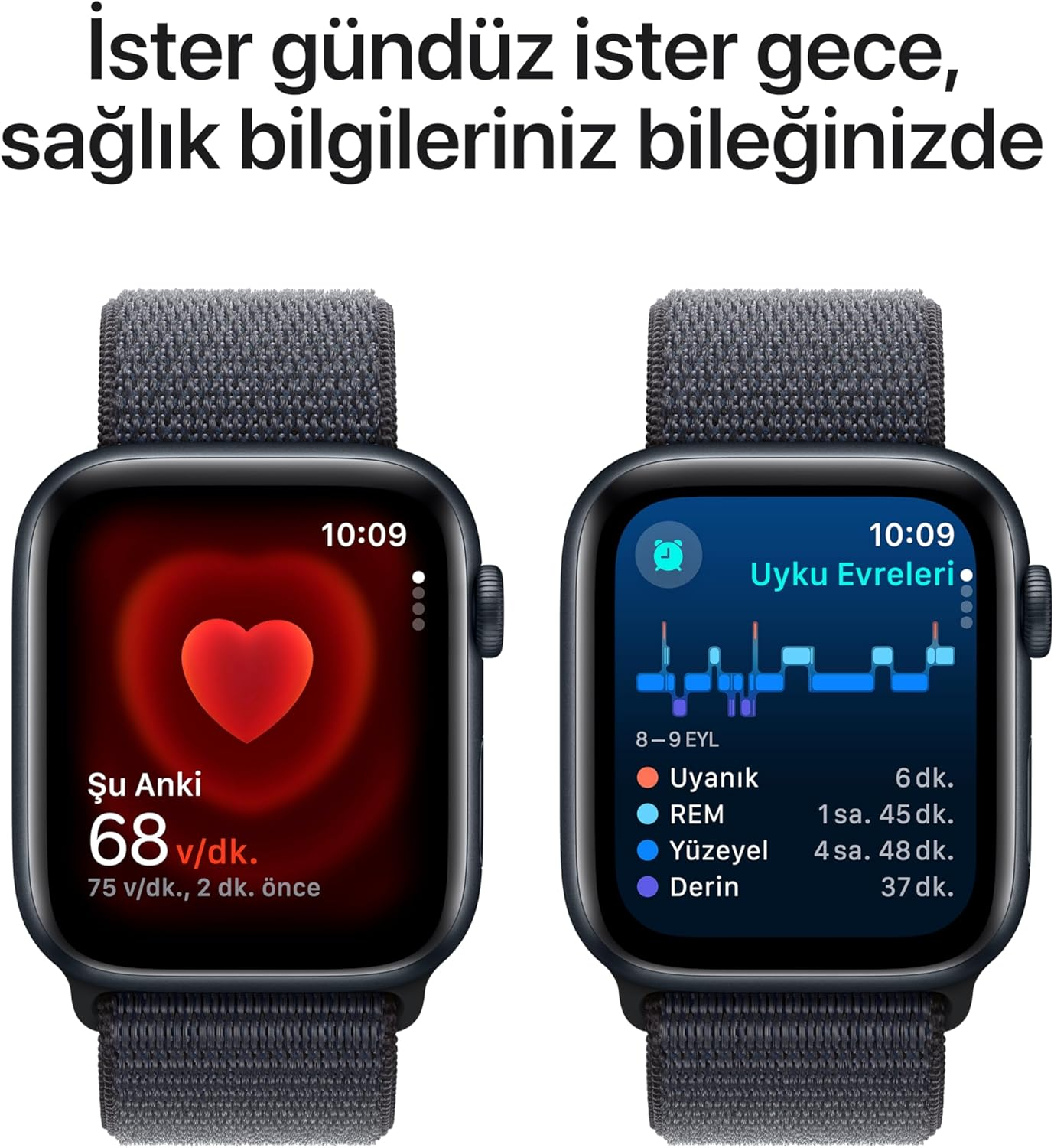 Apple Watch SE GPS 40 mm Gece Yarısı Alüminyum Kasa ve Gece Yarısı Spor Akıllı Saat - MRE03TU/A