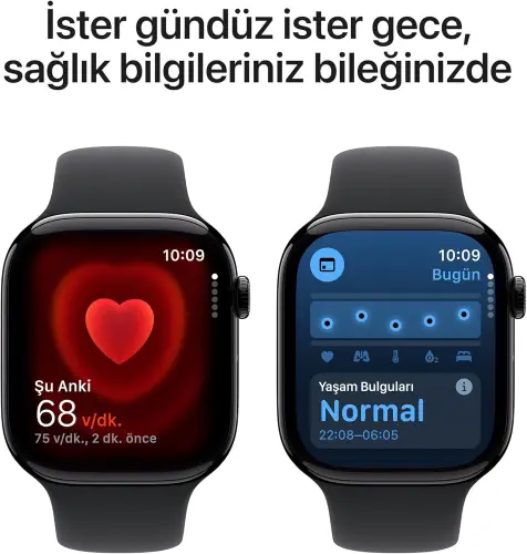 Apple Watch Series 10 GPS 42mm Siyah Alüminyum Kasa ve Siyah Spor Kordon Akıllı Saat M/L - MWWF3TU/A