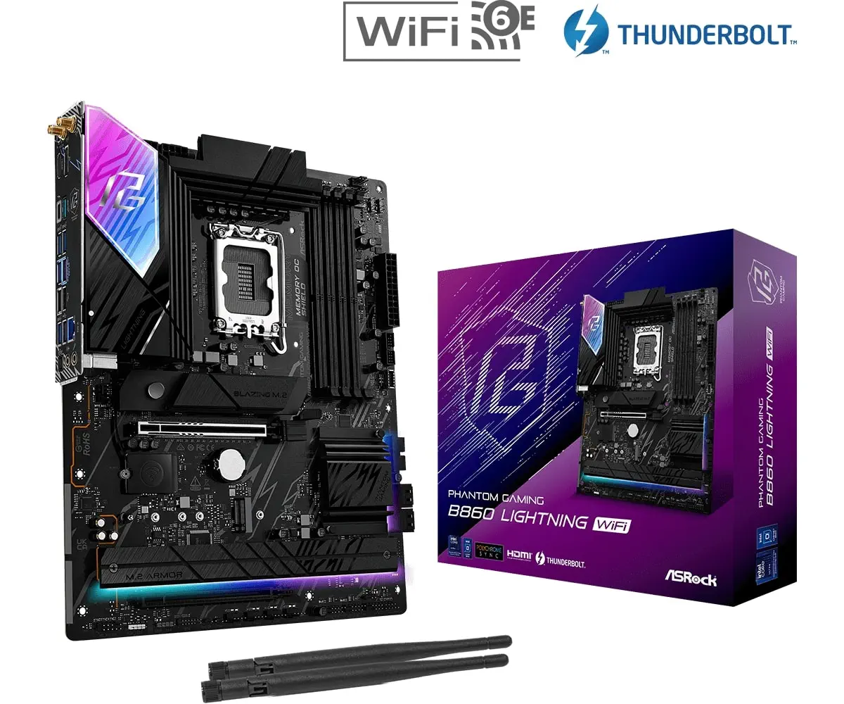 Asrock B860 Lightning WiFi LGA1851 DDR5 8933MHz+(OC) ATX Gaming (Oyuncu) Anakart