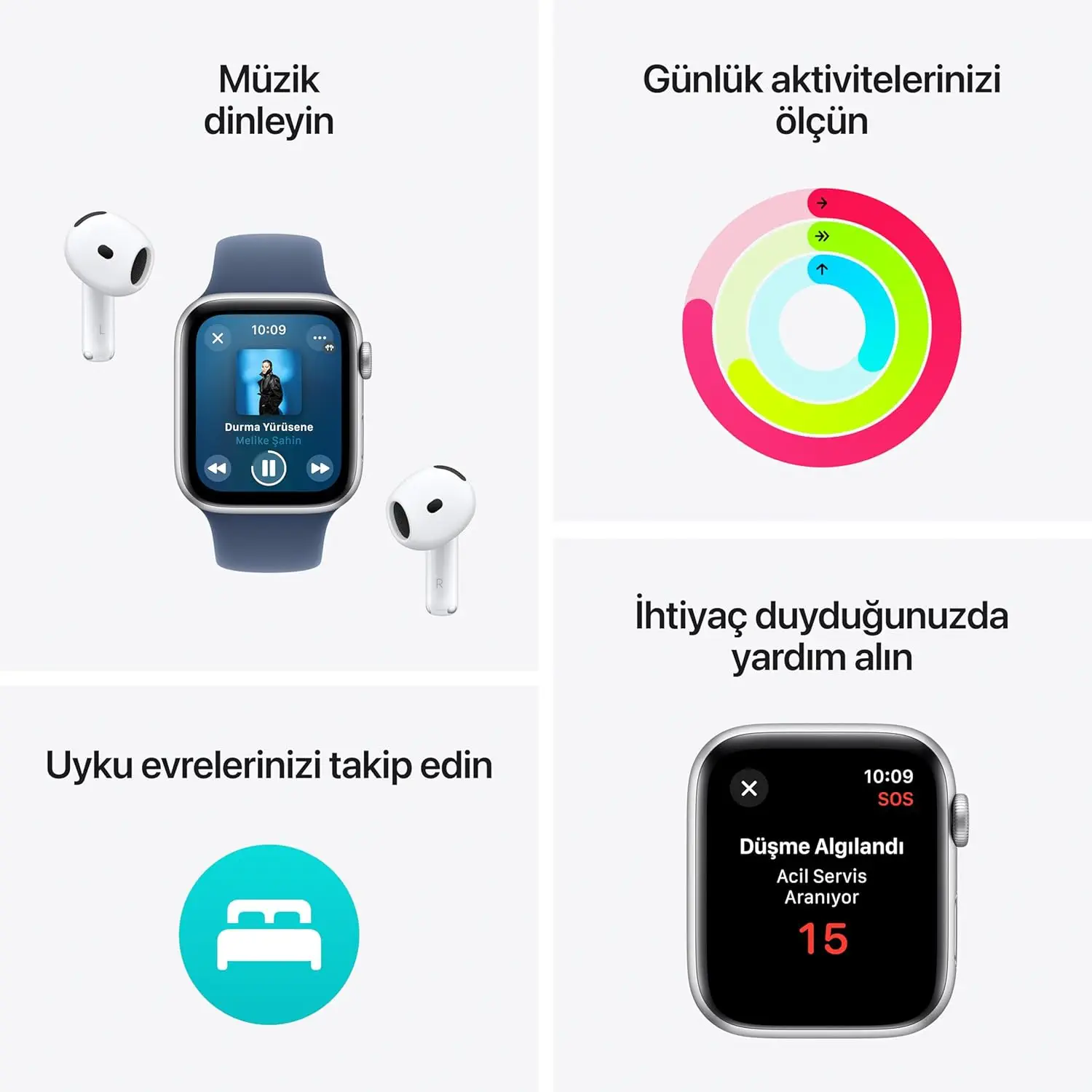 Apple Watch Series 10 GPS 42 mm Gümüş Rengi Alüminyum Kasa ve Kot Rengi Spor Kordon - S/M-MWWA3TU/A