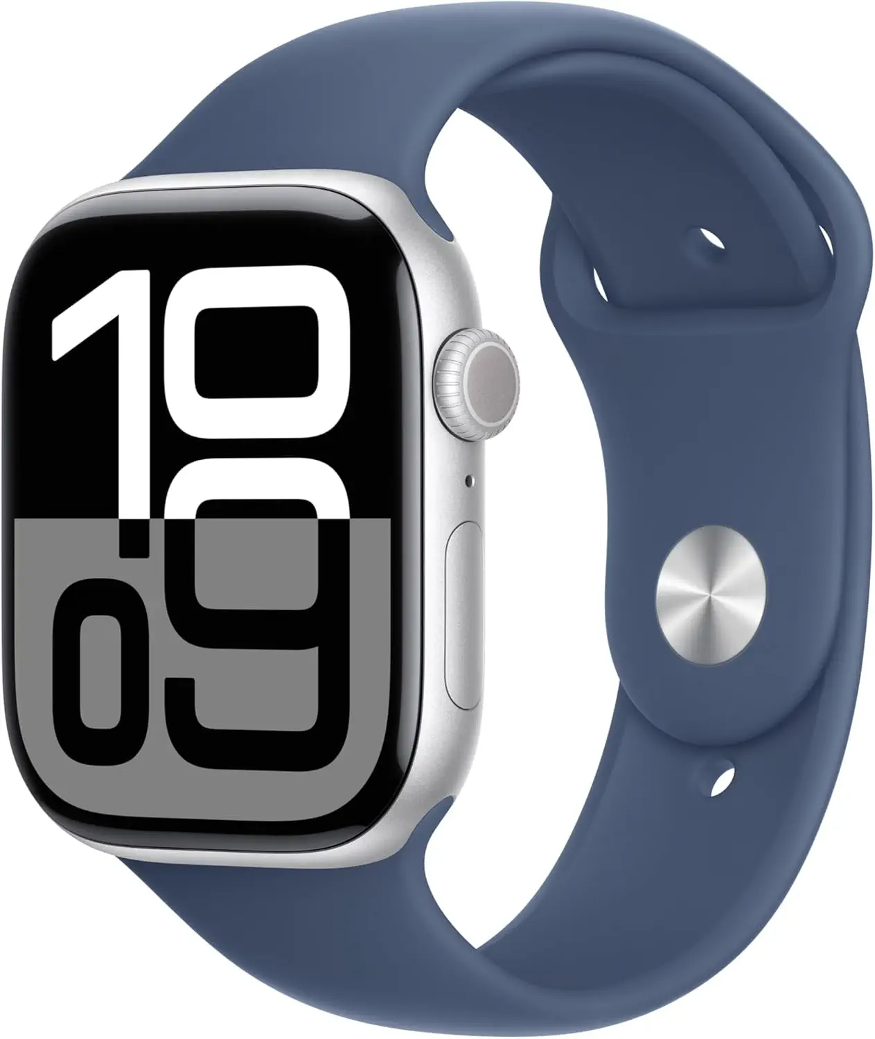 Apple Watch Series 10 GPS 46 mm Gümüş Rengi Alüminyum Kasa ve Kot Rengi Spor Kordon - M/L -MWWM3TU/A