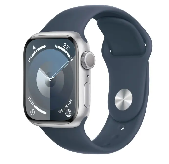 Apple Watch Series 9 GPS 41 mm Gümüş Rengi Alüminyum Kasa ve Fırtına Mavisi Spor Kordon Akıllı Saat- M/L - MR913TU/A