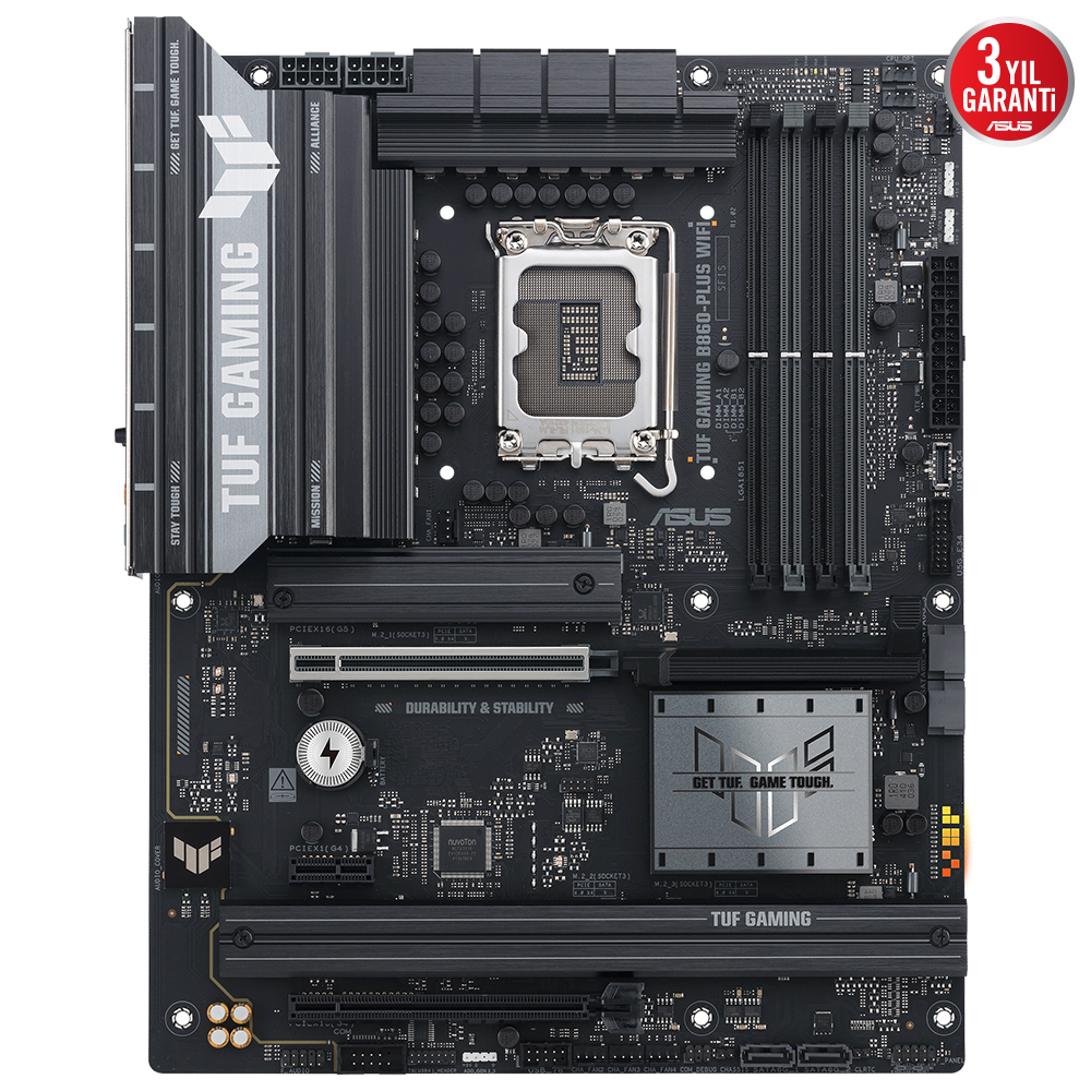 ASUS TUF B860-Plus WIFI Intel B860 Soket 1851 DDR5 8200+(OC)MHz ATX Gaming (Oyuncu) Anakart