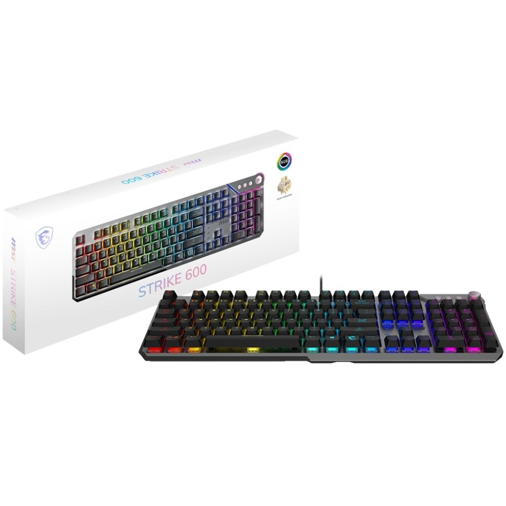 MSI STRIKE 600 Kailh Midnight Pro Silent Tactile Switch RGB Hotswap Mekanik Gaming (Oyuncu) Klavye