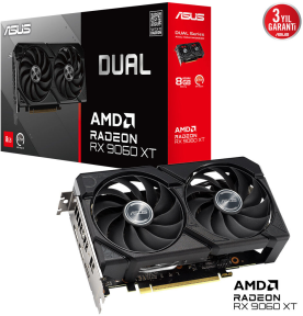 ASUS DUAL AMD Radeon RX 9060XT 8GB DUAL-RX9060XT-8G-GAMING GDDR6 128Bit DX12 Gaming (Oyuncu) Ekran Kartı
