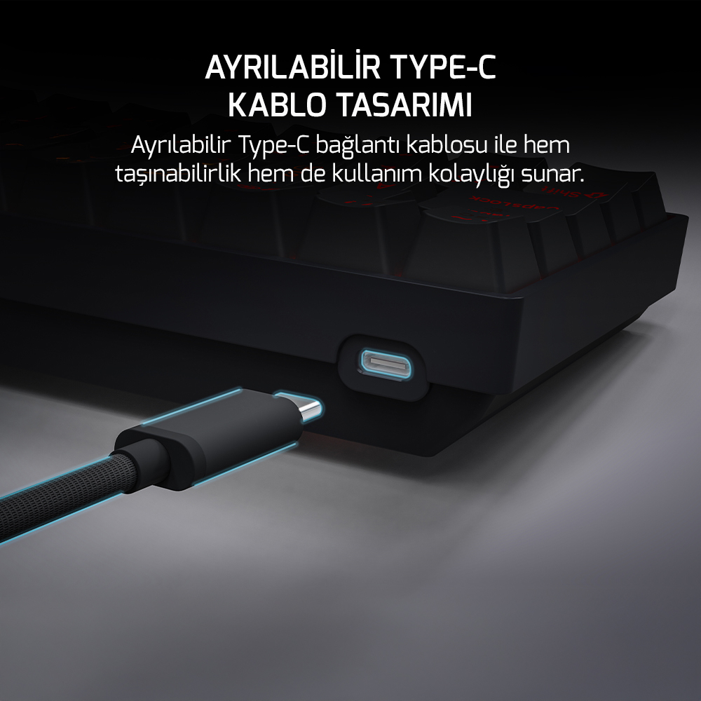 GamePower Lyra RGB 60M 62Tuş Siyah Mekanik Kablolu Blue Switch Klavye - 3 Yıl Garantili