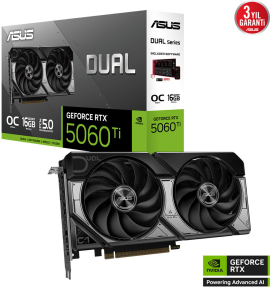 ASUS Dual GeForce RTX 5060 TI OC 16GB DUAL-RTX5060TI-O16G GDDR7 128Bit DX12 DLSS4 Gaming (Oyuncu) Ekran Kartı